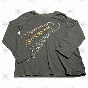 Kids Long Sleeve Shirt with Heart and Stars Design - Gray